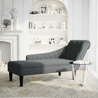 Chaise longue met kussen en rechterarmleuning stof donkergrijs 2