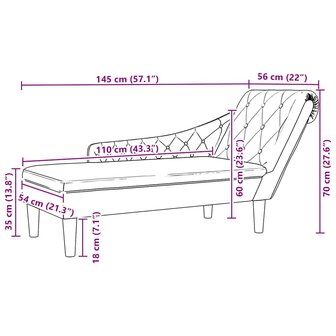 Chaise longue met kussen en rechterarmleuning stof donkergrijs 9