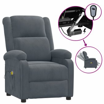 Massagestoel elektrisch fluweel donkergrijs 2