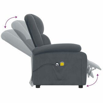 Massagestoel elektrisch fluweel donkergrijs 7