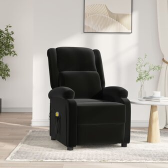 Massagestoel elektrisch verstelbaar fluweel zwart 1