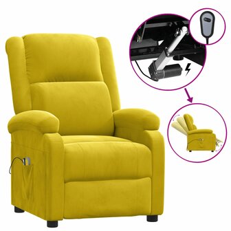 Massagestoel elektrisch fluweel geel 2