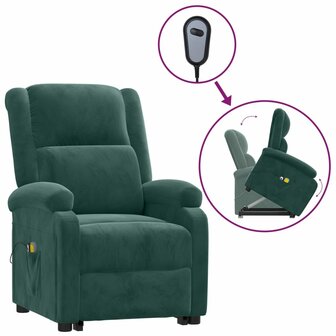 Sta-op-massagestoel fluweel donkergroen 2