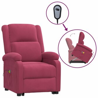 Sta-op-massagestoel fluweel wijnrood 2