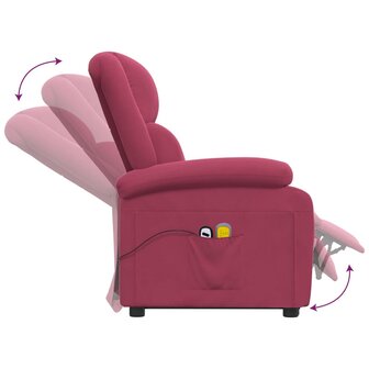 Sta-op-massagestoel fluweel wijnrood 7