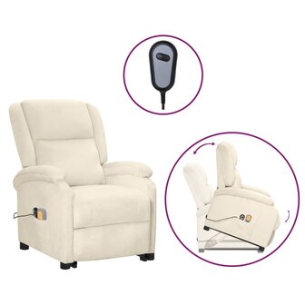 Sta-op-massagestoel fluweel cr&egrave;mekleurig 2