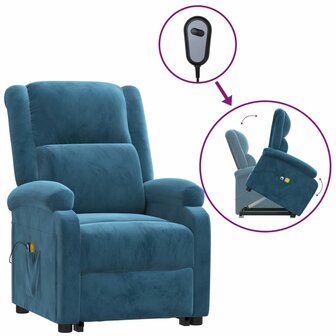 Sta-op-massagestoel fluweel blauw 2