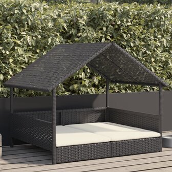 Hondenhok met kussen poly rattan 1