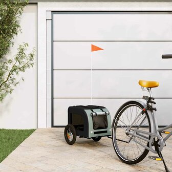 Hondenfietstrailer oxford stof en ijzer grijs en zwart 1
