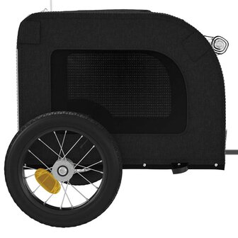 Hondenfietstrailer oxford stof en ijzer grijs en zwart 7