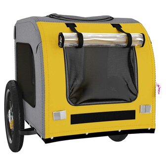 Hondenfietstrailer oxford stof en ijzer geel en grijs 5