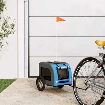 Hondenfietstrailer oxford stof en ijzer blauw en grijs 1