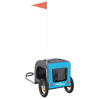 Hondenfietstrailer oxford stof en ijzer blauw en grijs 8