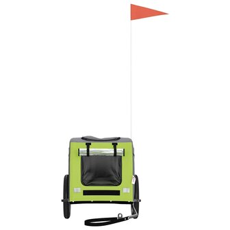 Hondenfietstrailer oxford stof en ijzer groen en grijs 4