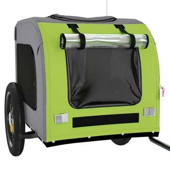 Hondenfietstrailer oxford stof en ijzer groen en grijs 5