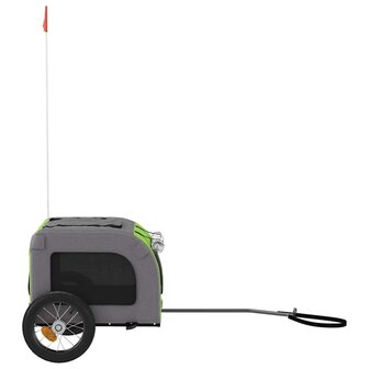 Hondenfietstrailer oxford stof en ijzer groen en grijs 6