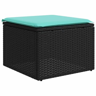 2-delige Loungeset met kussens poly rattan acacia zwart 4
