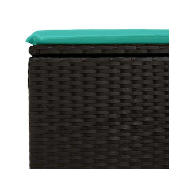 2-delige Loungeset met kussens poly rattan acacia zwart 5