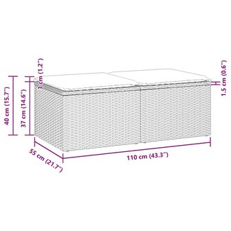 2-delige Loungeset met kussens poly rattan acacia bruin 6
