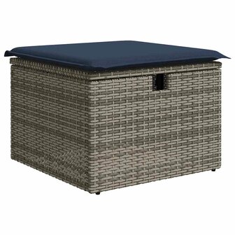 2-delige Loungeset met kussens poly rattan acacia grijs 4