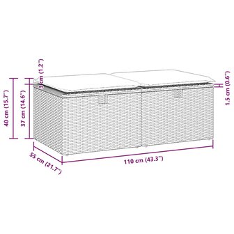 2-delige Loungeset met kussens poly rattan acacia grijs 7