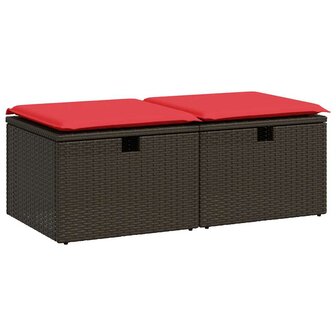 2-delige Loungeset met kussens poly rattan acacia bruin 2