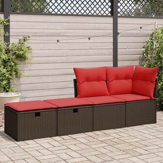 2-delige Loungeset met kussens poly rattan acacia bruin 3
