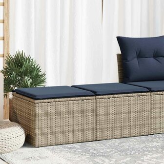 2-delige Loungeset met kussens poly rattan acacia grijs 1