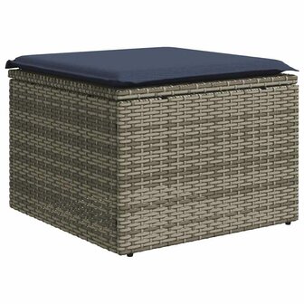 2-delige Loungeset met kussens poly rattan acacia grijs 4