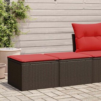 2-delige Loungeset met kussens poly rattan acacia bruin 1