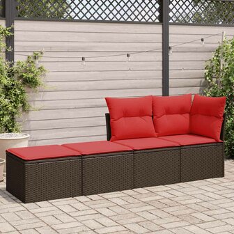2-delige Loungeset met kussens poly rattan acacia bruin 3