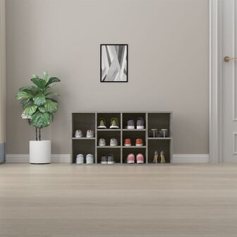 Schoenenbank 103x30x54,5 cm bewerkt hout grijs sonoma eiken 3