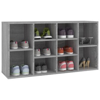 Schoenenbank 103x30x54,5 cm bewerkt hout grijs sonoma eiken 4