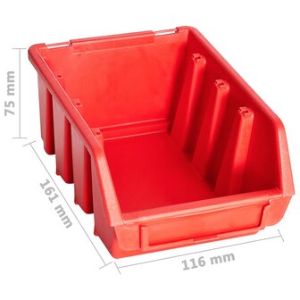 29-delige Opslagbakkenset met wandpanelen rood en zwart 9