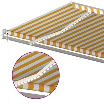 Luifel automatisch met LED en windsensor 500x300 cm geel en wit 5