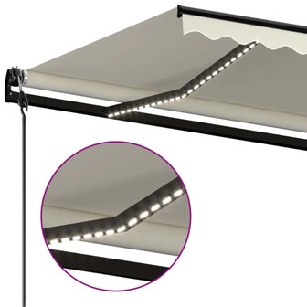 Luifel automatisch met LED en windsensor 500x300 cm cr&egrave;mekleur 5