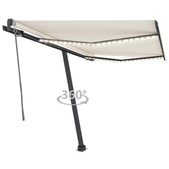 Luifel automatisch met LED en windsensor 300x250 cm cr&egrave;mekleur 1