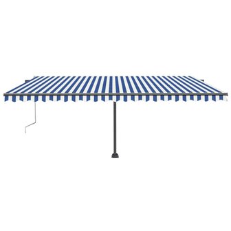 Luifel automatisch met LED en windsensor 500x300 cm blauw wit 3