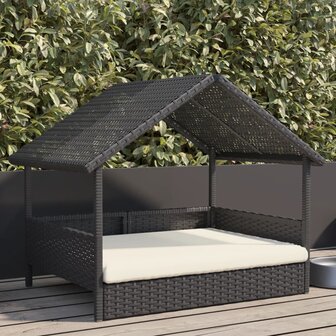 Hondenhok met kussen poly rattan 1
