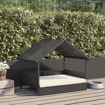 Hondenhok met kussen poly rattan 3