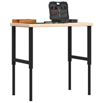 Werkbank rechthoekig 100x60x(73-99,5) cm massief eikenhout 1