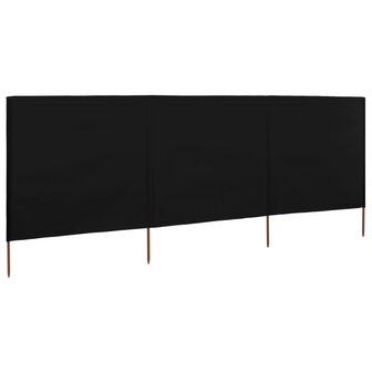 Windscherm 3-panelen 400x120 cm stof zwart 2