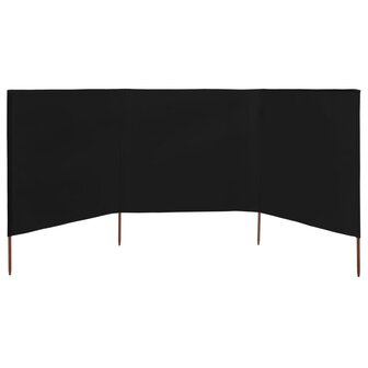 Windscherm 3-panelen 400x120 cm stof zwart 3