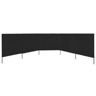 Windscherm 5-panelen 600x120 cm stof zwart 3