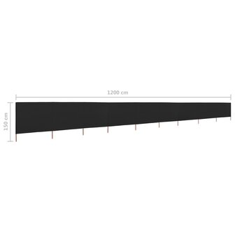 Windscherm 9-panelen 1200x120 cm stof zwart 6
