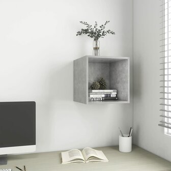 Wandkast 37x37x37 cm bewerkt hout betongrijs 1