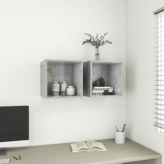 Wandkast 37x37x37 cm bewerkt hout betongrijs 6