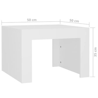 Salontafel 50x50x35 cm bewerkt hout wit 7
