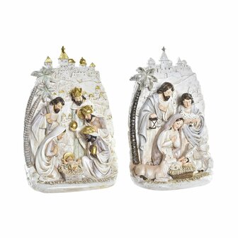 Kerststal set DKD Home Decor Gouden Cr&egrave;me Hars Multicolour (18 x 9 x 25,5 cm) (2 Stuks) 1
