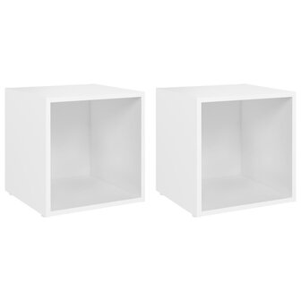 Tv-meubelen 2 st 37x35x37 cm bewerkt hout wit 2